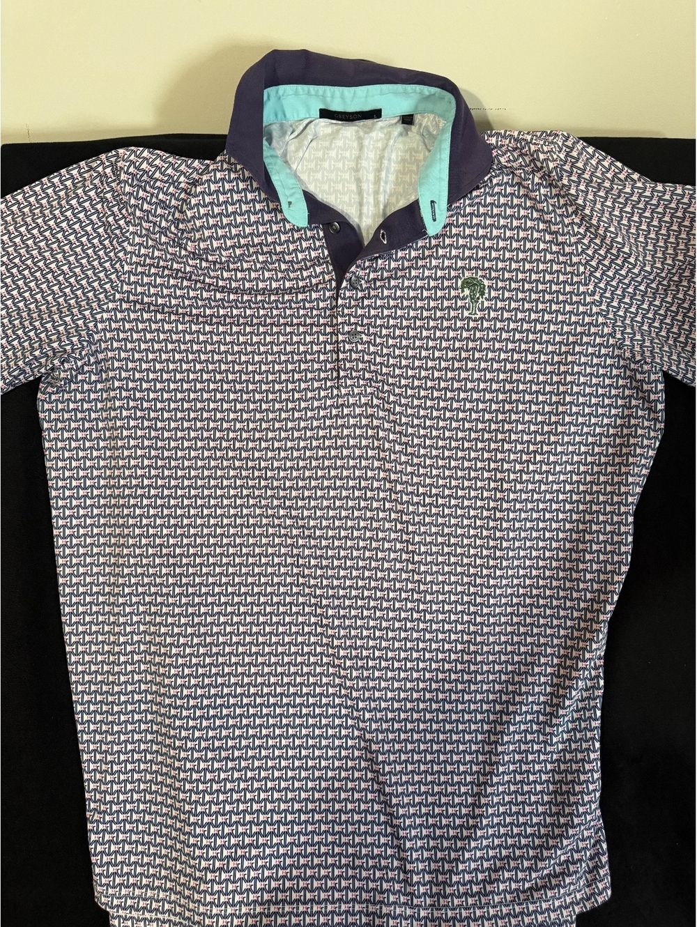 Greyson Men's Large Patterned Polo Shirt with Embroidered Logo